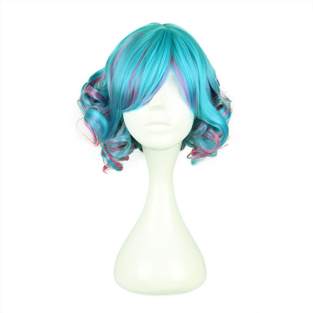 Price:$15.99    COSPLAZA Cosplay Wig Greenish-Blue Multi-Color Wavy Japanese Harajuku Lolita Anime Show Party Hair  Beauty