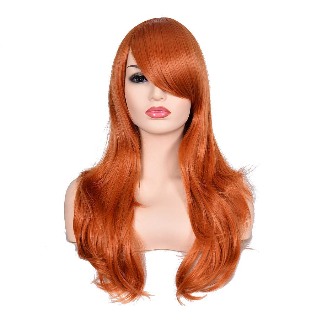 Price:$18.99    Morvally 23" Long Wig Big Wavy Heat Resistant Synthetic Straight Hair with Bangs for Cosplay Costume Halloween Party (2735# Ginger Orange)  Beauty