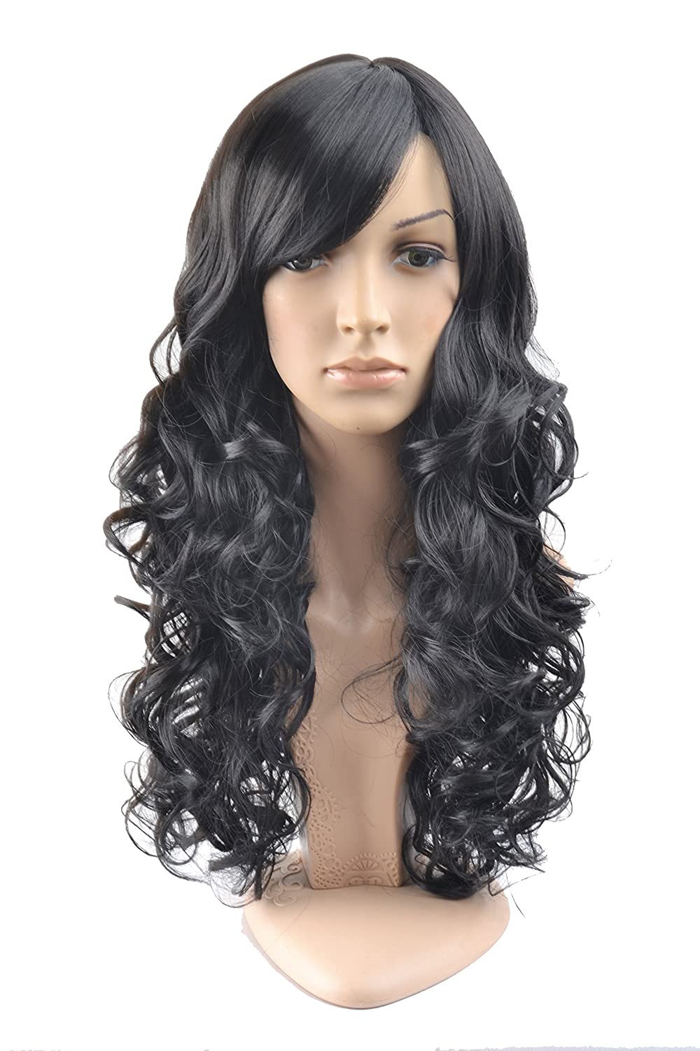 Price:$9.99    BERON 24" Stylish Long Curly Black Hair Wig Party Perruque (Black)  Beauty
