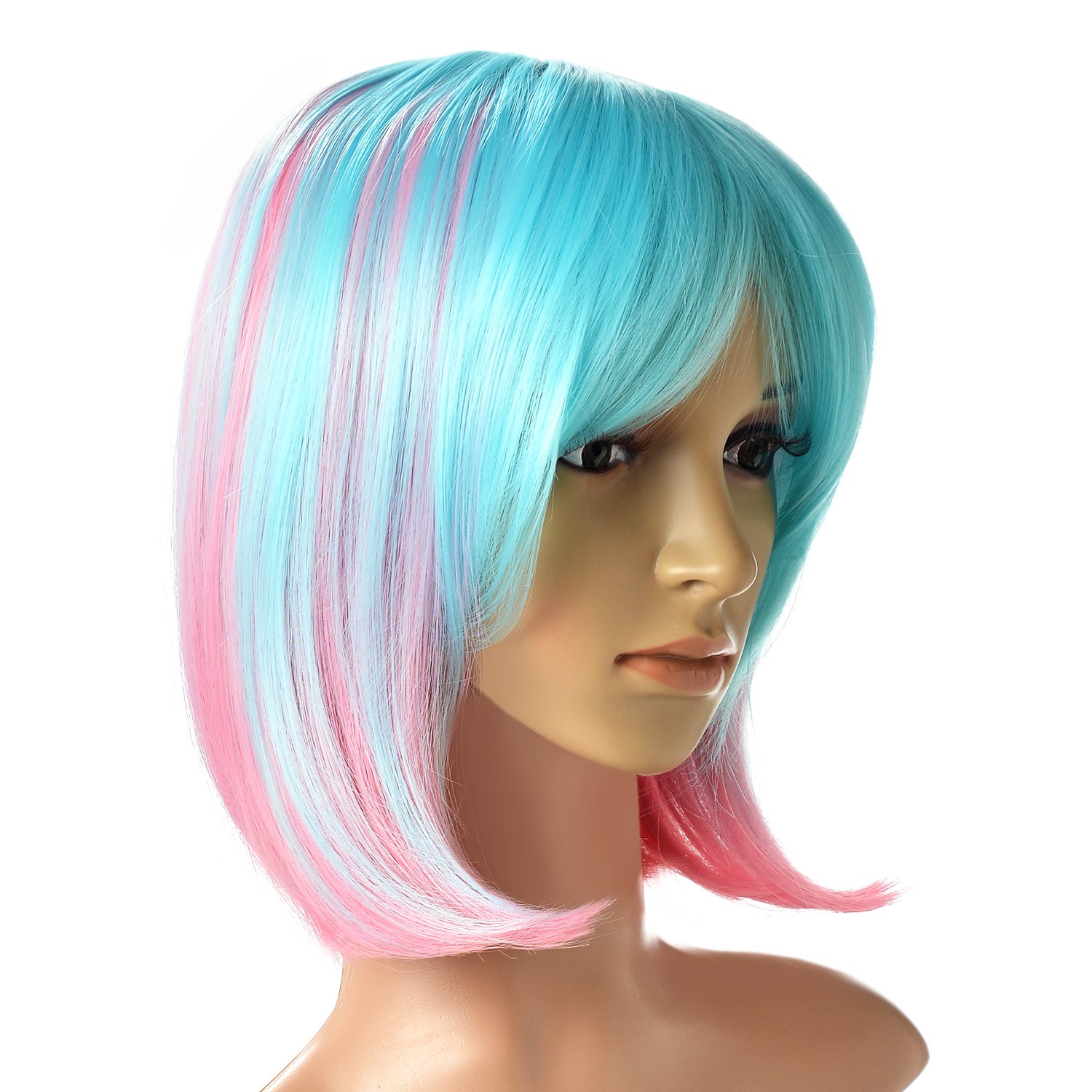 Price:$8.99    Multi-Color Ombre Short Bob Wig, AGPtEK Shoulder Length Hair Extension With Free Stretchable Hairnet  Beauty