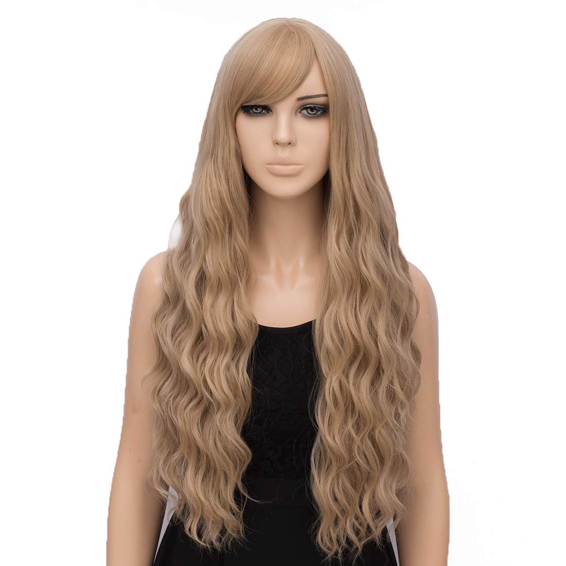 Price:$22.99    netgo Ash Blonde Wig for Women Long Wavy Heat Resistant Fiber Wigs Side Bangs Cosplay Party  Beauty