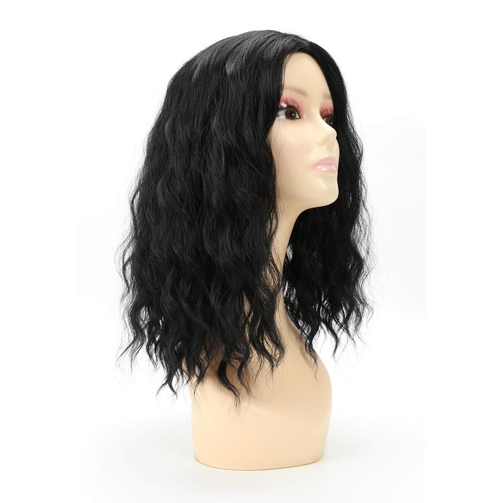Price:$11.99     MXXWIG Loose Curly Wigs For Women Natural Black Wigs Medium Length Synthetic Heat Resistance Fiber Hair Daily Wig Free Wig Cap1B   Beauty