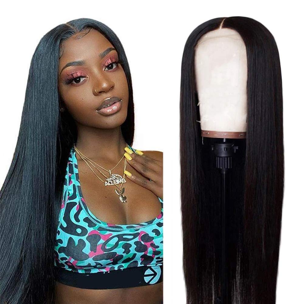 Price:$79.99     A ALIMICE Brazilian Human hair wigs Lace Frontal Wigs Straight 13x4 Frontal wig Glueless Wigs pre plucked with Baby Hair around Natural Hairline (straight wig 14inch, 134 striaght wig)   Beauty