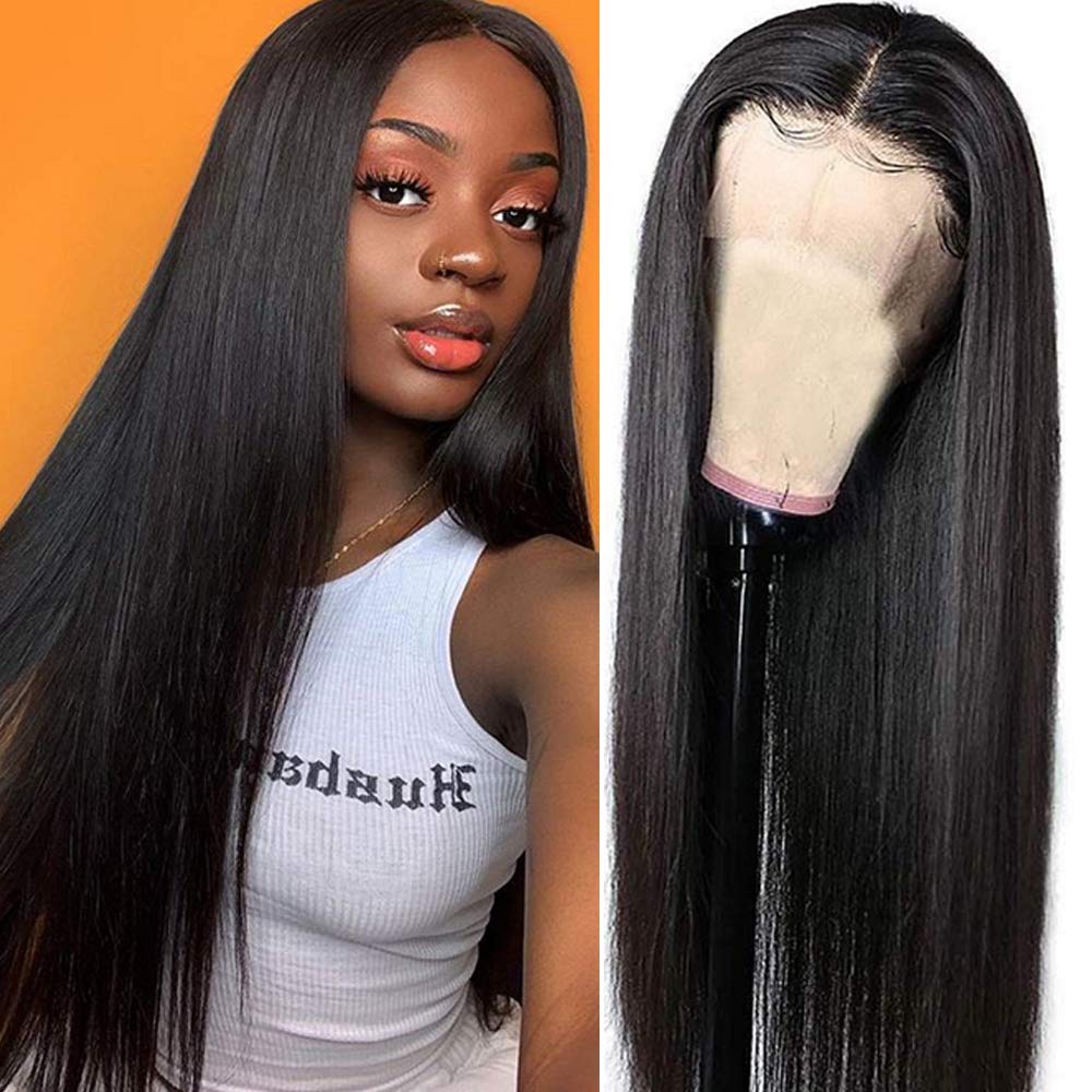 Price:$94.99    QTHAIR 13x6inch Deep Part Lace Front Wigs Human Hair Pre Plucked 150% Density Lace Front Human Hair Wigs With Baby Hair For Black Women Brazilian Virgin Straight Human Hair Wigs (16inch)  Beauty