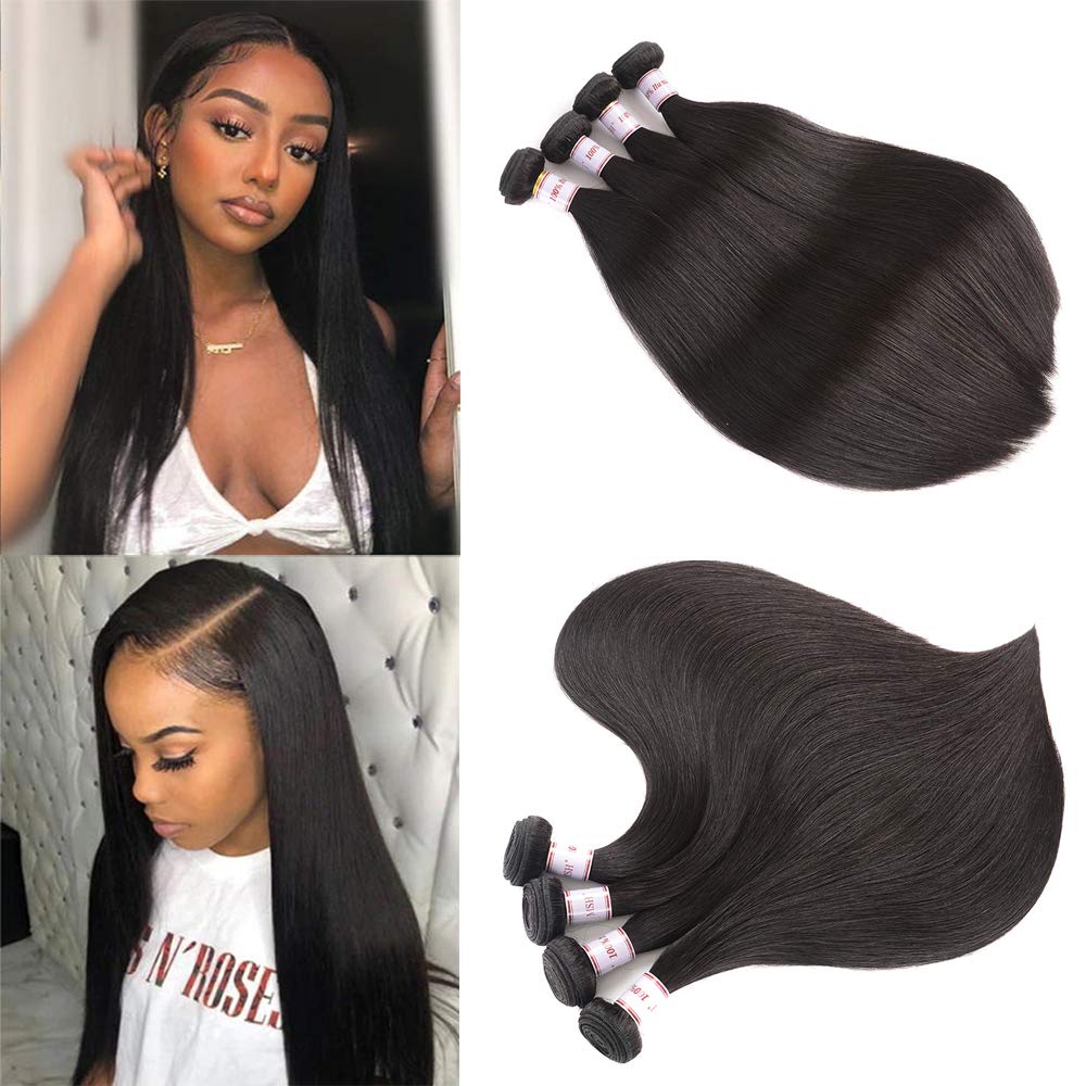 Price:$69.99     Hepoiss Straight Hair 4 Bundles Unprocessed Brazilian Straight Virgin Human Hair Bundles Natural Color(12/14/16/18, 4 bundles)   Beauty