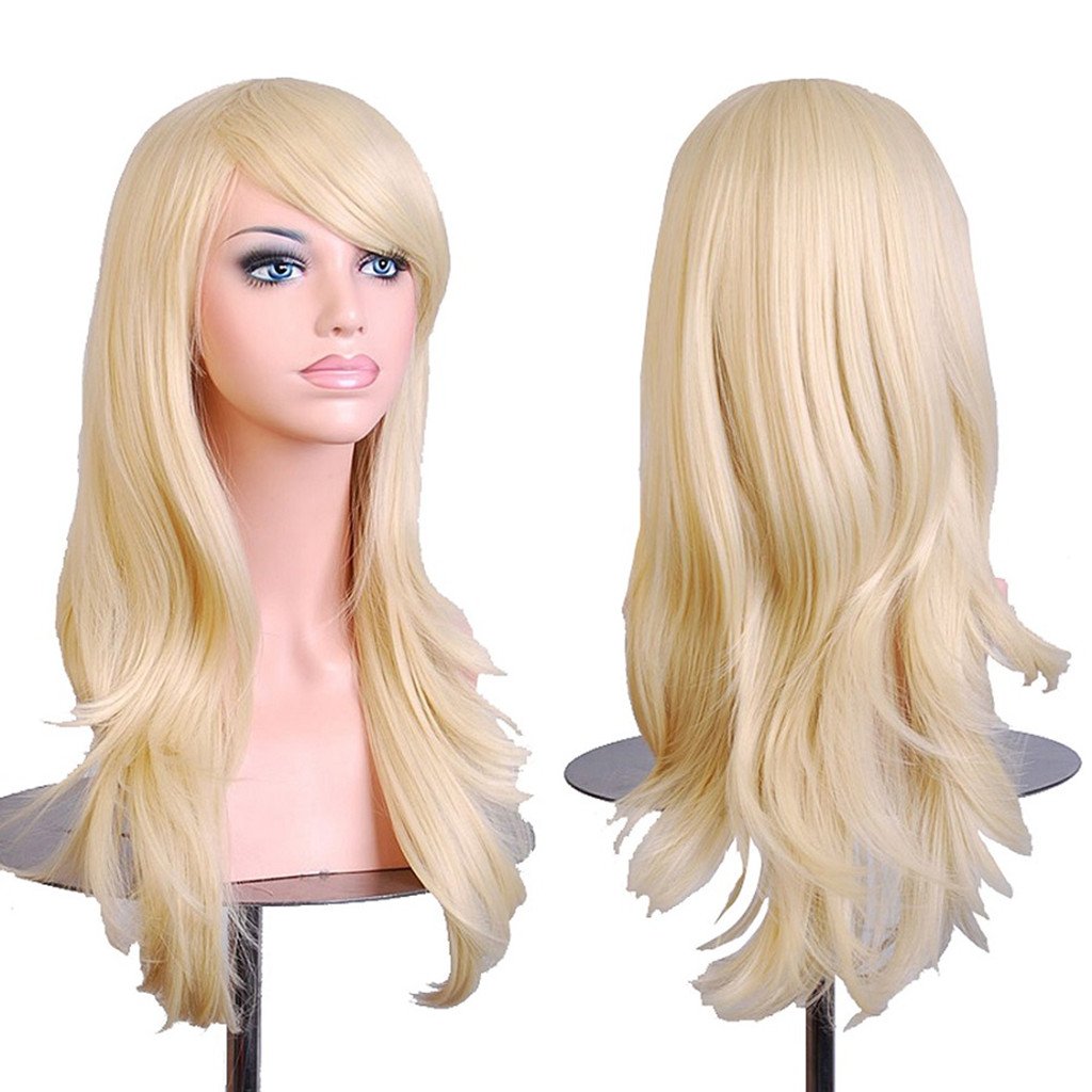 Price:$12.99    AneShe Wigs 28" Long Wavy Hair Heat Resistant Cosplay Wig for Women (Light Blonde)  Beauty