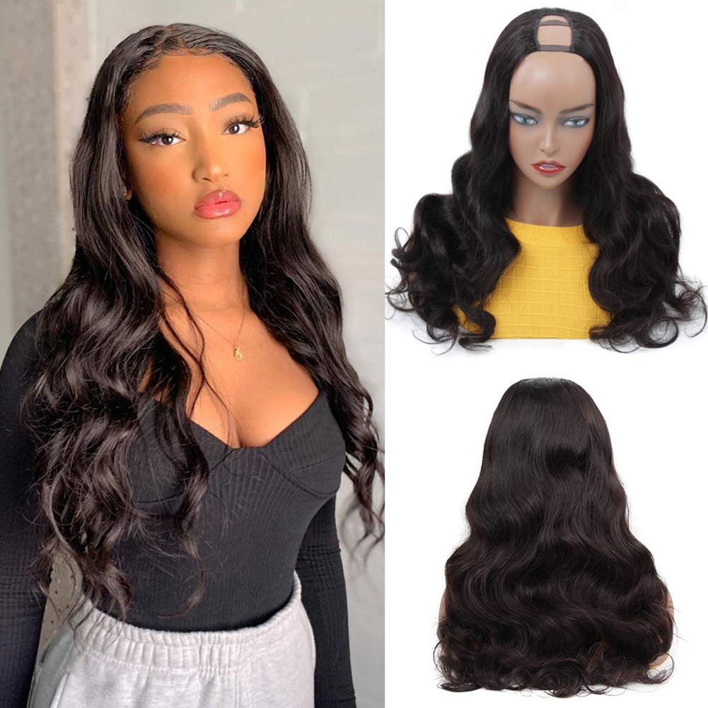 Price:$76.99     ISEE Hair U Part Wig 14 Inch Human Hair Wigs 150% Density Full Head U Shape Wig Natural Color Human Hair Wigs Body Wave Half U Wig Human Hair Extension For Black Women   Beauty