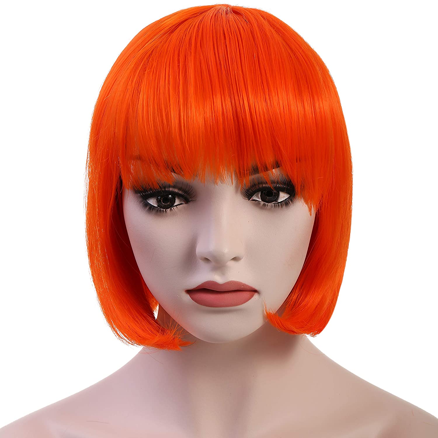 Price:$16.99    OneDor 10" Short Straight Hair Flapper Cosplay Costume Bob Wig (TF2202 - Orange)  Beauty