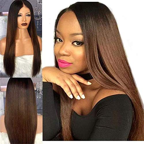 Price:$149.99     YILINHEXUAN 1B/4 Ombre Lace Front Human Hair Wigs Brazilian Short Bob Lace Wigs with Baby Hair Side Part Straight Bob Wig for African American Women (16 Inch, 1B/4 Lace Front Wigs)   Beauty