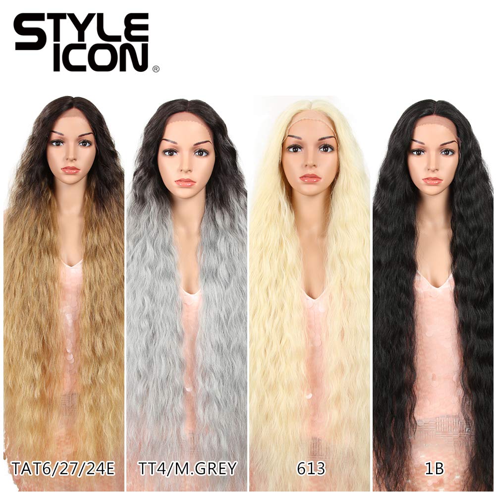 Price:$49.99     Style Icon 41” Lace Front Wigs Long Wavy Synthetic Wigs with Baby Hair Half Hand Tied 130% Density Wigs (41", 1B)   Beauty