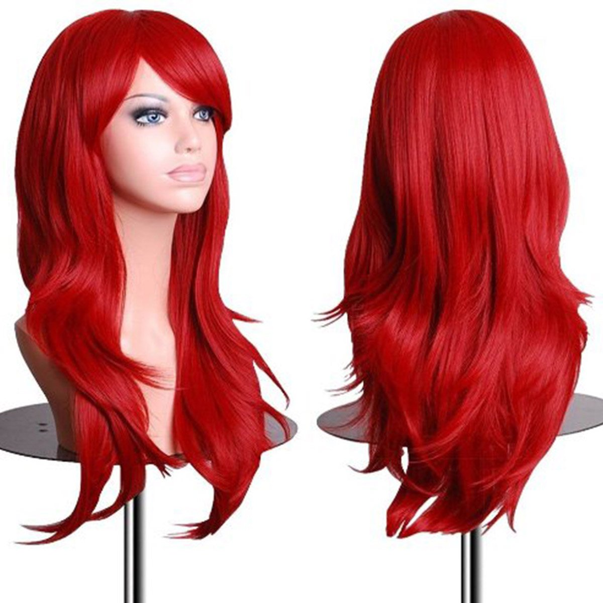 Price:$9.99     XVbond Women's Wig 28" Fluffy Curly Wavy Hair Wigs for Girl Heat Friendly Synthetic Cosplay Halloween Party Wigs with Wig Cap (Red)   Beauty
