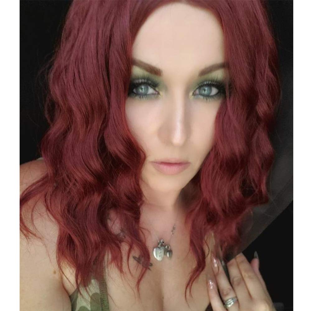 Price:$16.99     Stamped Glorious Wavy Short Wig Middle Part Wine Red Color Shoulder Length Short Wavy Bob Wigs for Women Synthetic Natural Looking Heat Resistant Fiber Hair (Burgundy)   Beauty