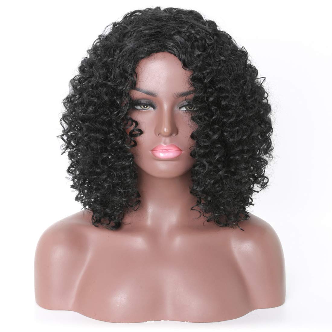 Price:$25.99     AWADUO Short Synthetic Fiber Heat Resistant Fiber Hair Wig Wigs African Curly Wigs For Black Women(Black)   Beauty