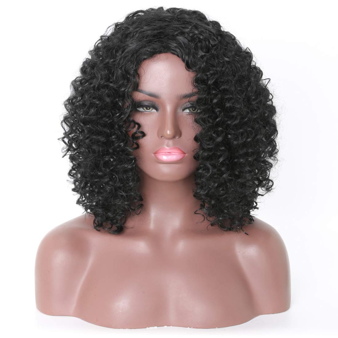 Price:$25.99     AWADUO Short Synthetic Fiber Heat Resistant Fiber Hair Wig Wigs African Curly Wigs For Black Women(Black)   Beauty