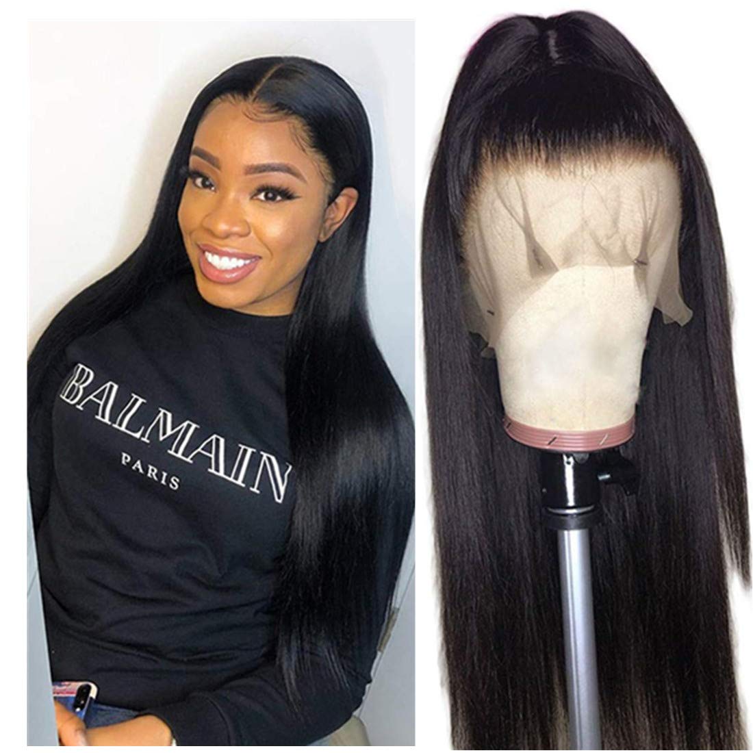 Price:$0.00     Human Hair Straight Wigs Brazilian Virgin Hair 18in 13×4 Lace Front Natural Color   Beauty