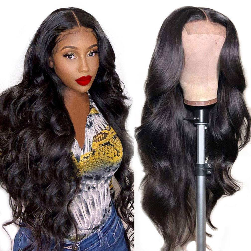 Price:$84.89    Body Wave Lace Closure Wig Human Hair Glueless 4x4 Lace Closure Wig Human Hair Wigs for Black Women Brazilian Hair Pre Plucked Bleached Knots Wet and Wavy Natural Black(18 inch Body Wave Wig)  Beauty