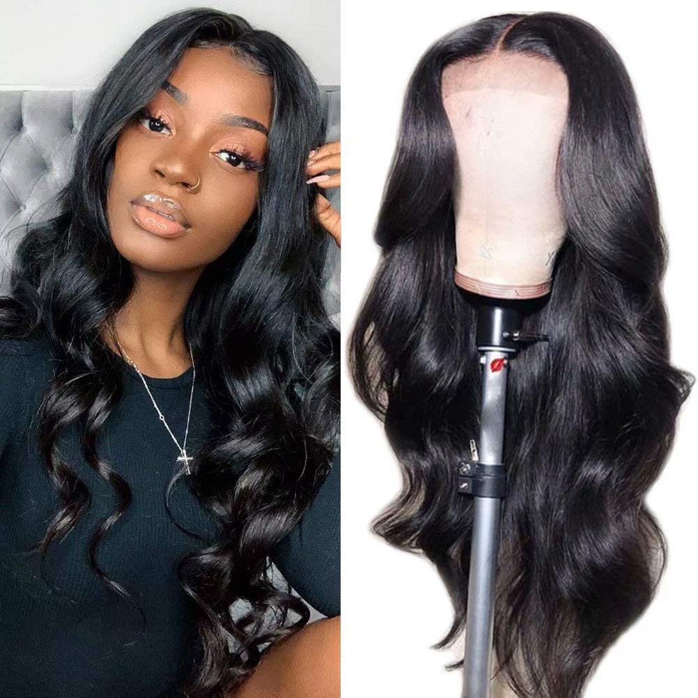 Price:$69.99     ALLRUN 4x4 Lace Closure Wigs Body Wave, Human Hair Lace Front Wigs With Baby Hair, 150% Density Body Wave Lace Wigs For Black Women Natural Color (18 inch)   Beauty