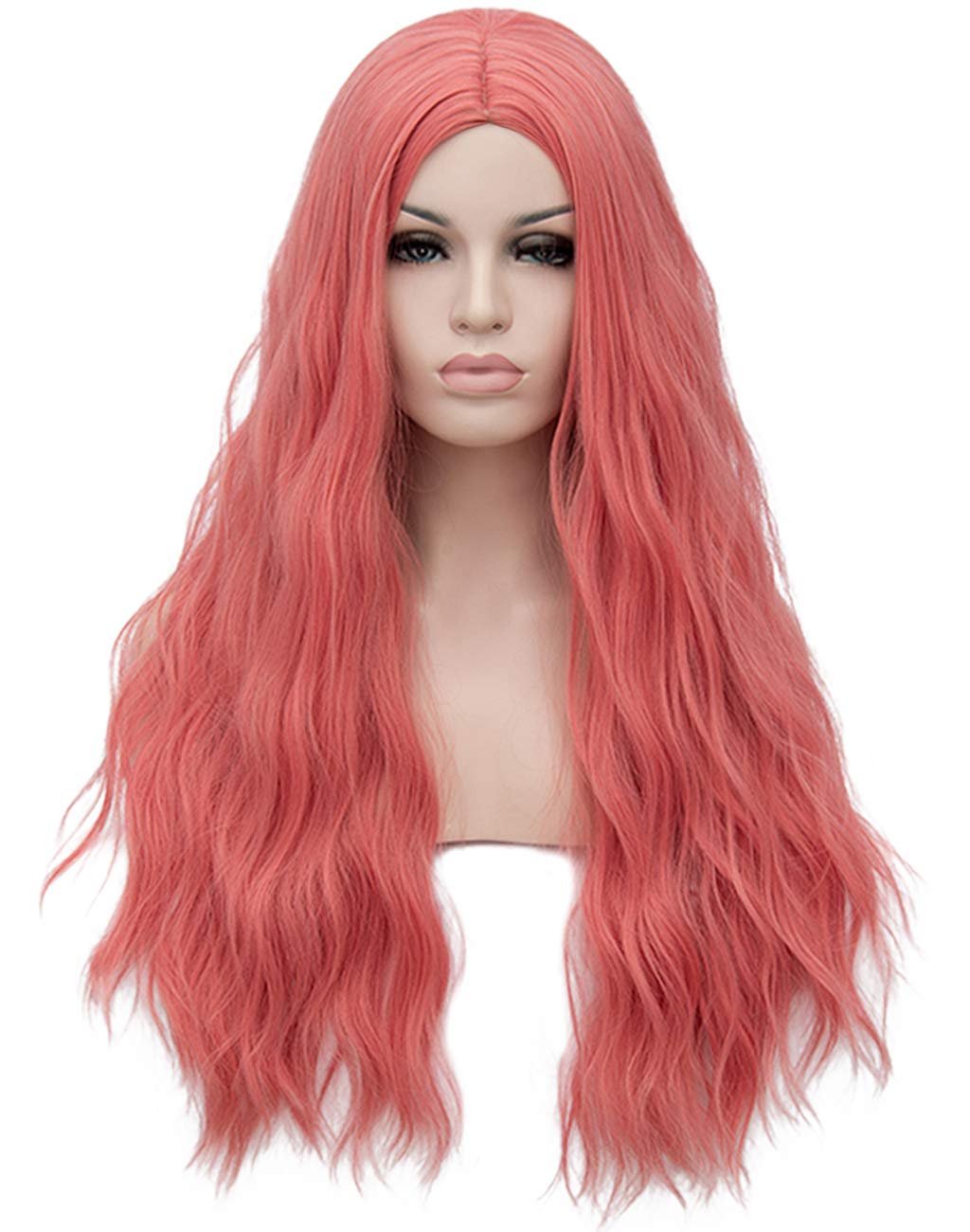Price:$18.99     Mildiso Pink Wigs for Women Long Curly Wavy Hair Wigs Natural Cute Fashion Heat Resistant Synthetic Wigs for Party Daily Cosplay Halloween M101PK   Beauty