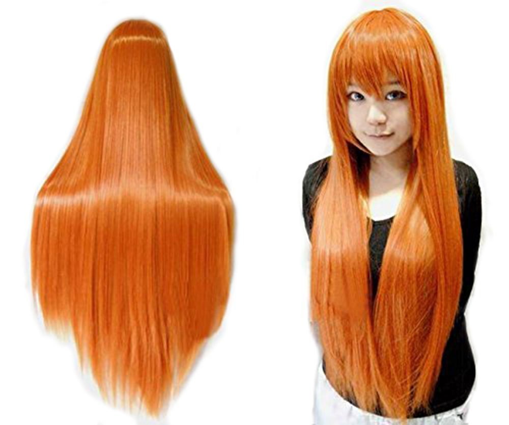 Price:$14.99    ANOGOL Vocaloid 80cm Orange Wigs Long Straight Wigs Lolita Orange Cosplay Wig Hair Wigs  Beauty