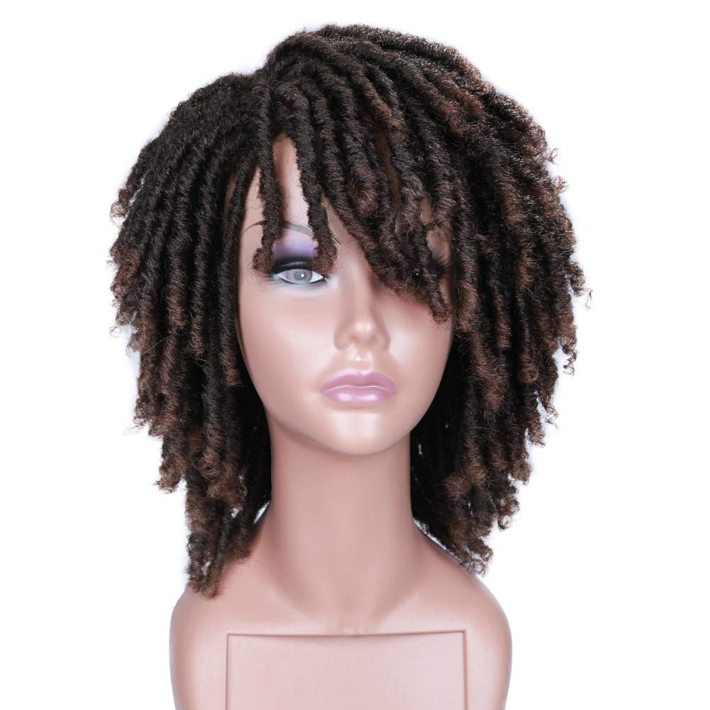 Price:$29.99     HANNE Dreadlock Wig Short Twist Wigs for Black Women and Men Afro Curly Synthetic Wig (T1B/30)   Beauty