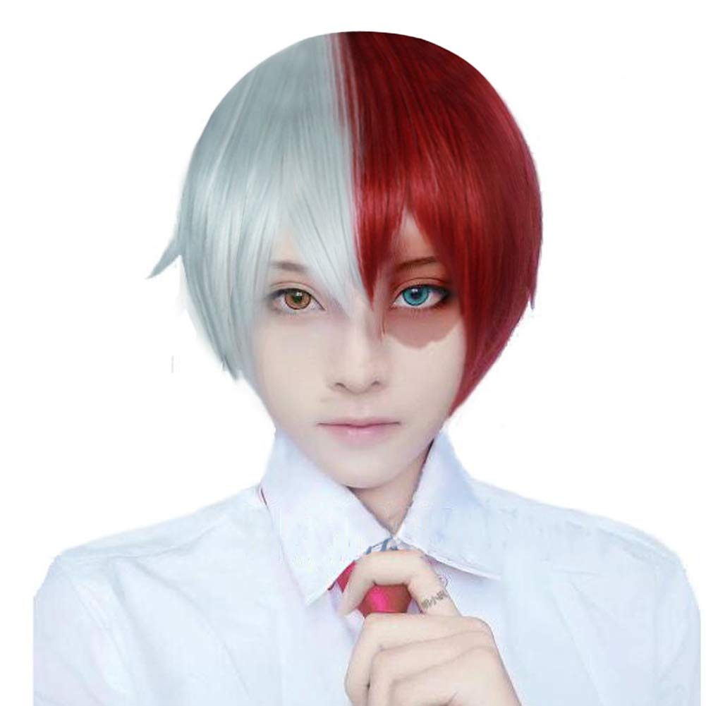 Price:$14.90    Anogol Hair Cap + Short Red Cosplay Wig Silver White Ombre Wigs Synthetic Hair Fancy Dress  Beauty