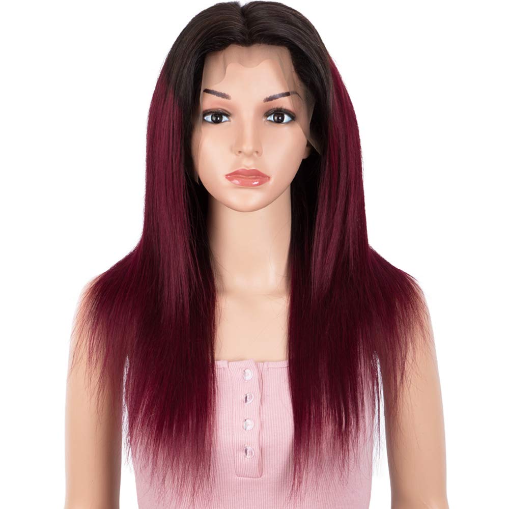 Price:$98.99     SPOTLIGHT Ombre Red Lace Front Wigs Human Hair 150% Density 13x4 Lace Frontal Human Hair Wigs with Baby Hair Black and Burgundy Straight Human Hair Lace Front Wigs for Women (T1B/99J Color, 18 INCH)   Beauty