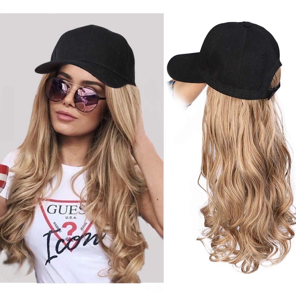 Price:$17.99    16 50 AISI BEAUTY Baseball Cap Wigs for Women Long Wavy Synthetic Hat Wigs for Women Baseball Hat with Hair Attached for Halloween Cosplay Costume Daily Party Use (27/613#)  Beauty