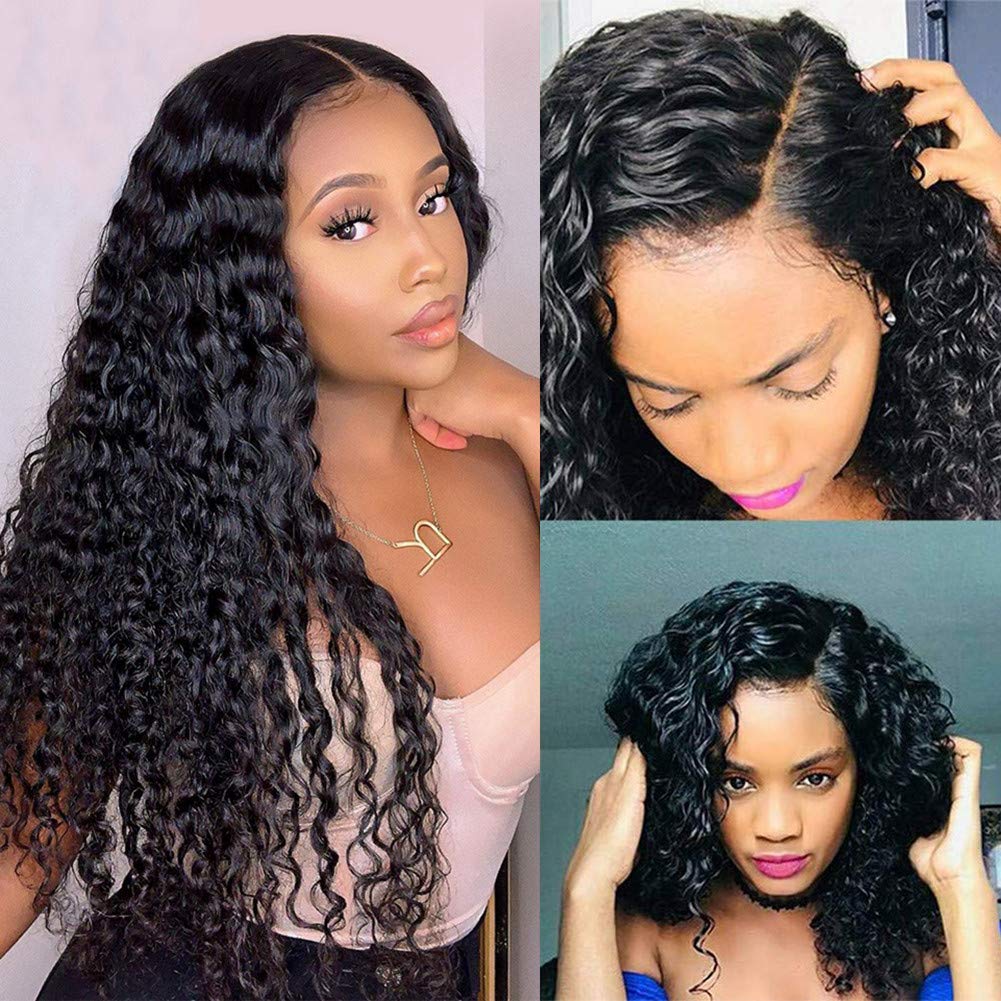 Price:$188.30     Glueless Lace Front Wigs with Baby Hair 9A Brazilian Deep Wave Lace Front Wigs Human Hair 150% Density Human Hair Wigs Natural Hairline Wigs for Black Women (26 inch) …   Beauty