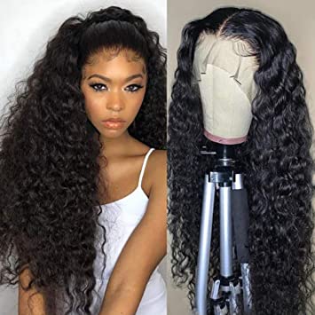 Price:$102.99     Alipop Water Wave Lace Front Human Hair Wigs, 13x6 Pre Plucked Natural Hairline with Baby Hair 100% Unprocessed Brazilian Frontal Wigs Virgin Hair 150% Density for Black Women 16inch Natural Color   Beauty