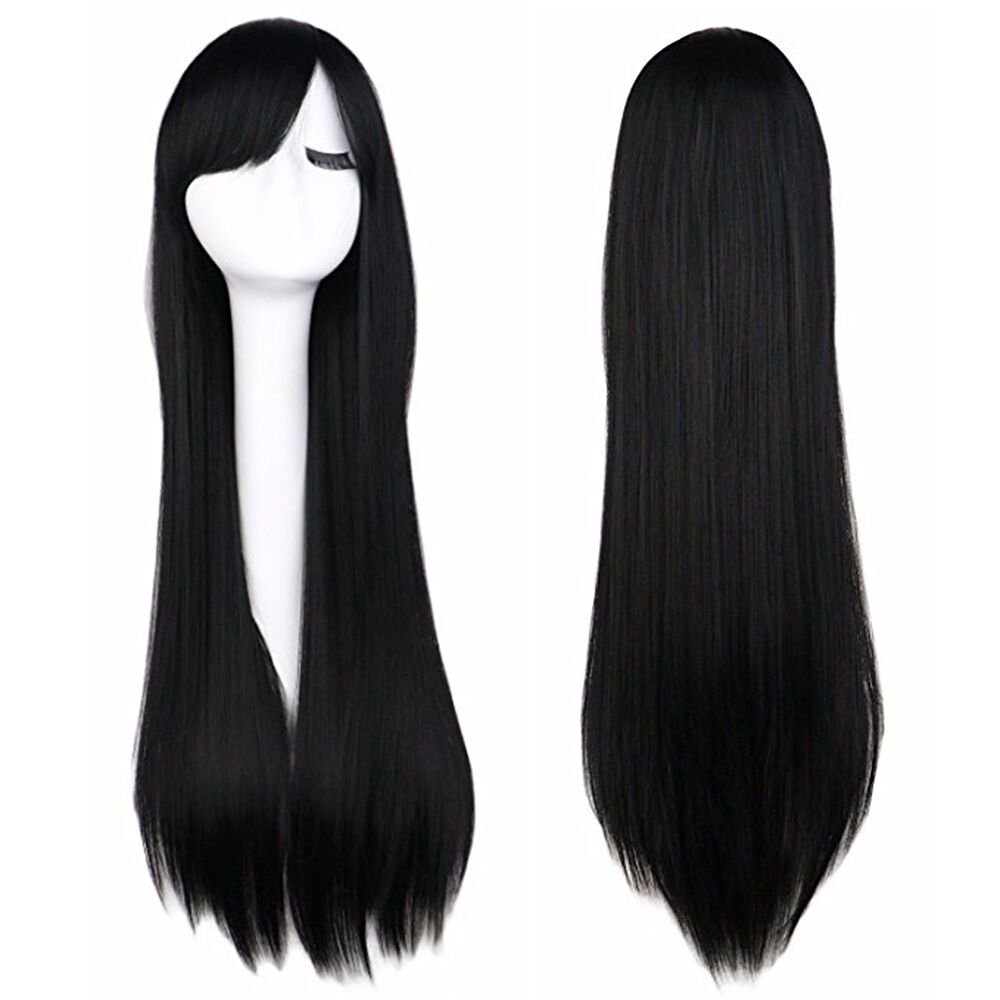 Price:$16.99    iLoveCos Women's Black Long Wig Cosplay Halloween Costume Wigs 32 inch  Beauty