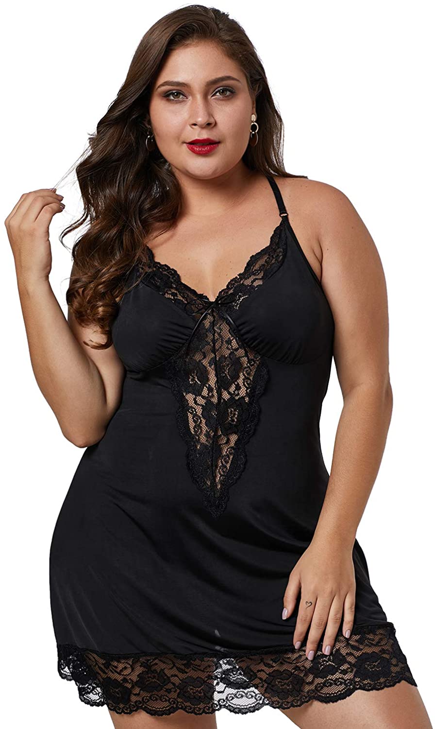 Price:$2.99    lime flare Sexy Plus Size Silk Nighty Chemise Satin Lingerie Sets S-5X  Clothing