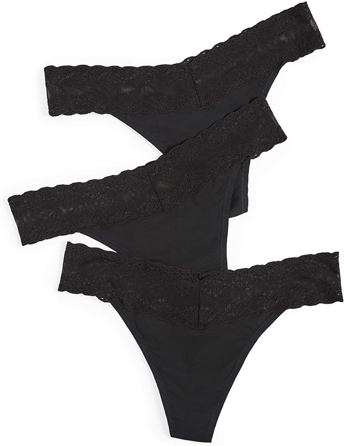 Price:$48.00    Natori Women's Bliss Perfection One Size Thong 3-Pack, Black, One Size  Clothing