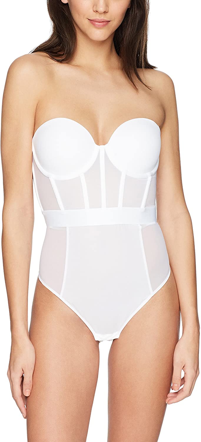 Price:$43.68 DKNY Women's Sheers Strapless Bodysuit, Dark at Amazon Women’s Clothing store