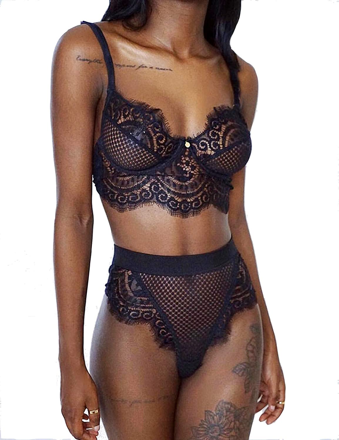 Price:$3.99 Avidlove Women Lingerie Set Lace Bra and Panty Set Eyelash Bra Lingerie Two Piece Sexy Bralette Set 2 Piece Lace Babydoll at Amazon Women’s Clothing store