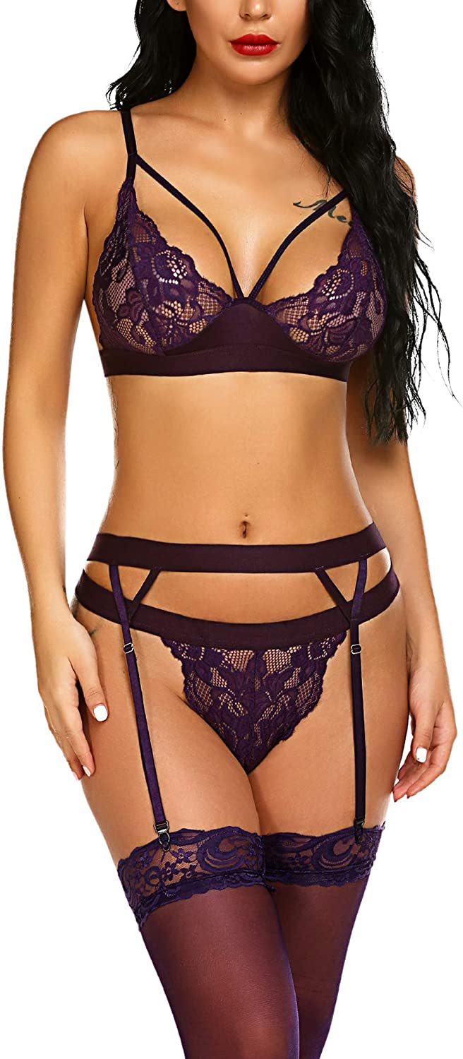 Price:$14.99 Avidlove Women Lingerie Set with Garter Belts Bra and Panty Set Lace Teddy Sets at Amazon Women’s Clothing store