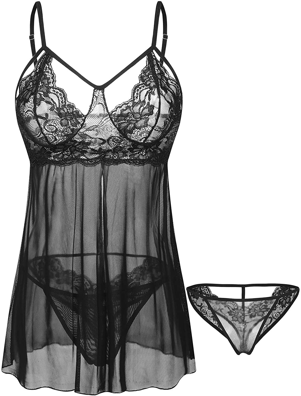 Price:$16.88 Memory Women Lingerie V Neck Nightwear Lace Sleepwear Soft Chemise Mini Teddy Black, L at Amazon Women’s Clothing store