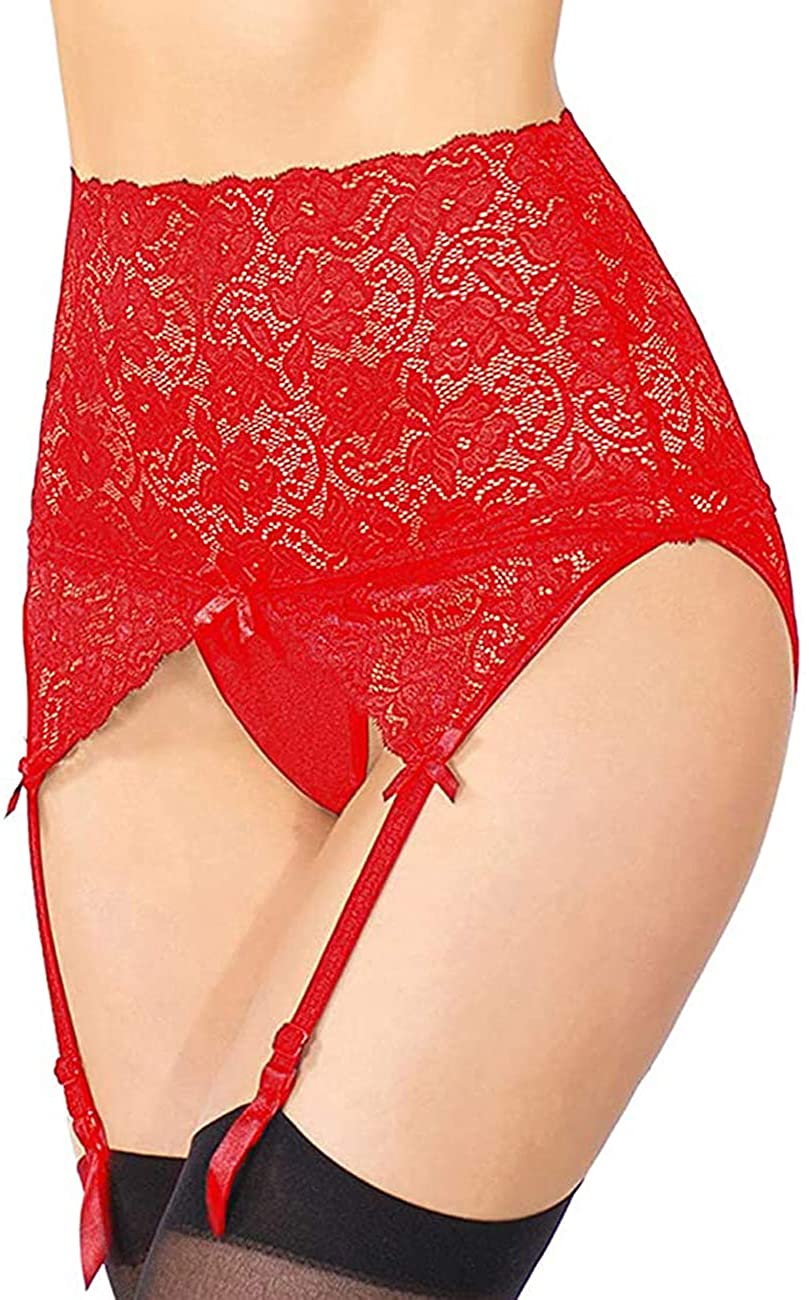 Price:$14.99    ohyeahqueen High Waist Garter Belt for Women Sexy Lace Mesh Garterbelt Plus Size for Stocking Lingerie  Clothing