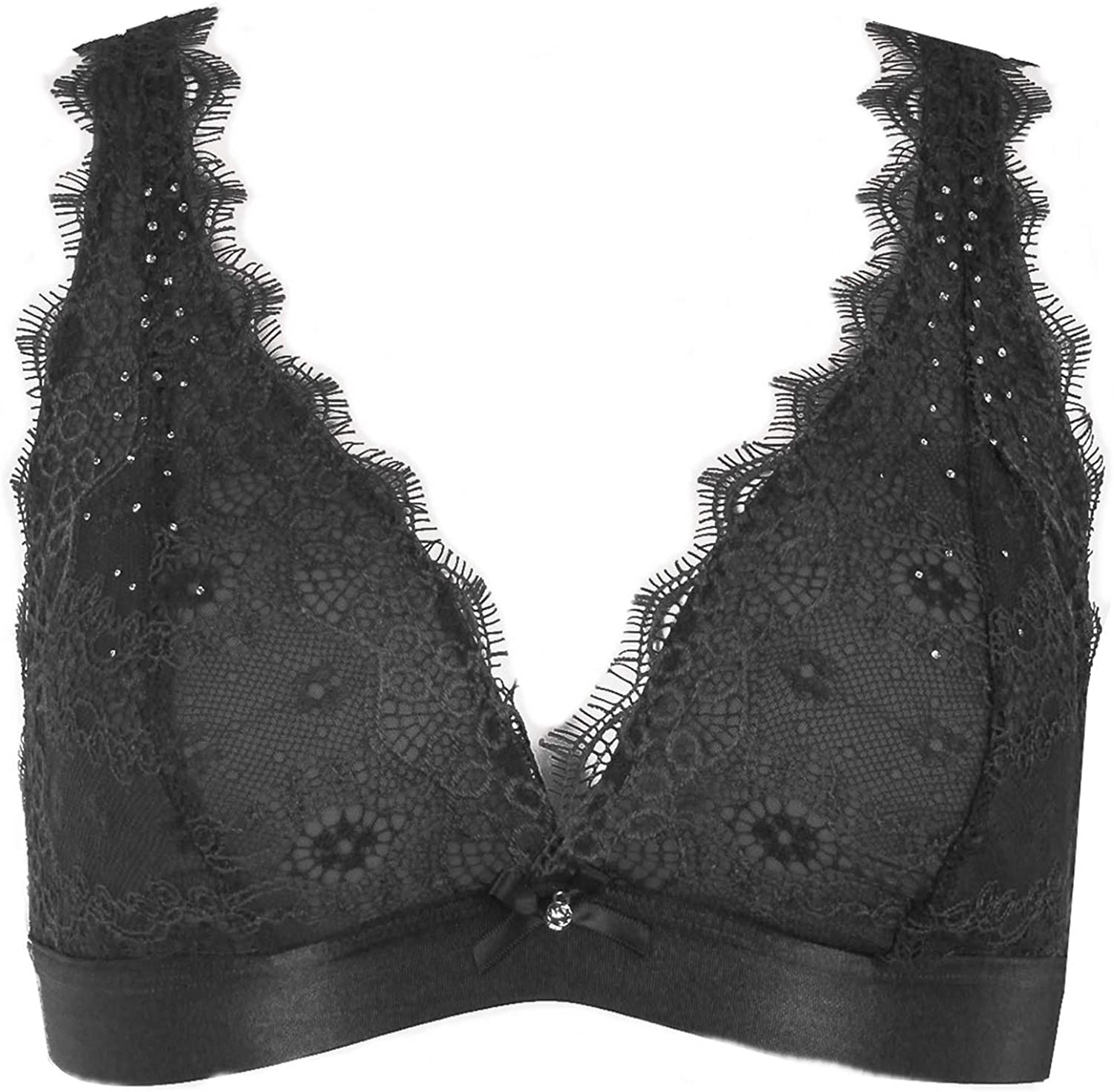 Price:$3.50 Youmita Floral Lace Over Triangle Unpadd Bralette Bra Bustier Wire Free Lingerie at Amazon Women’s Clothing store