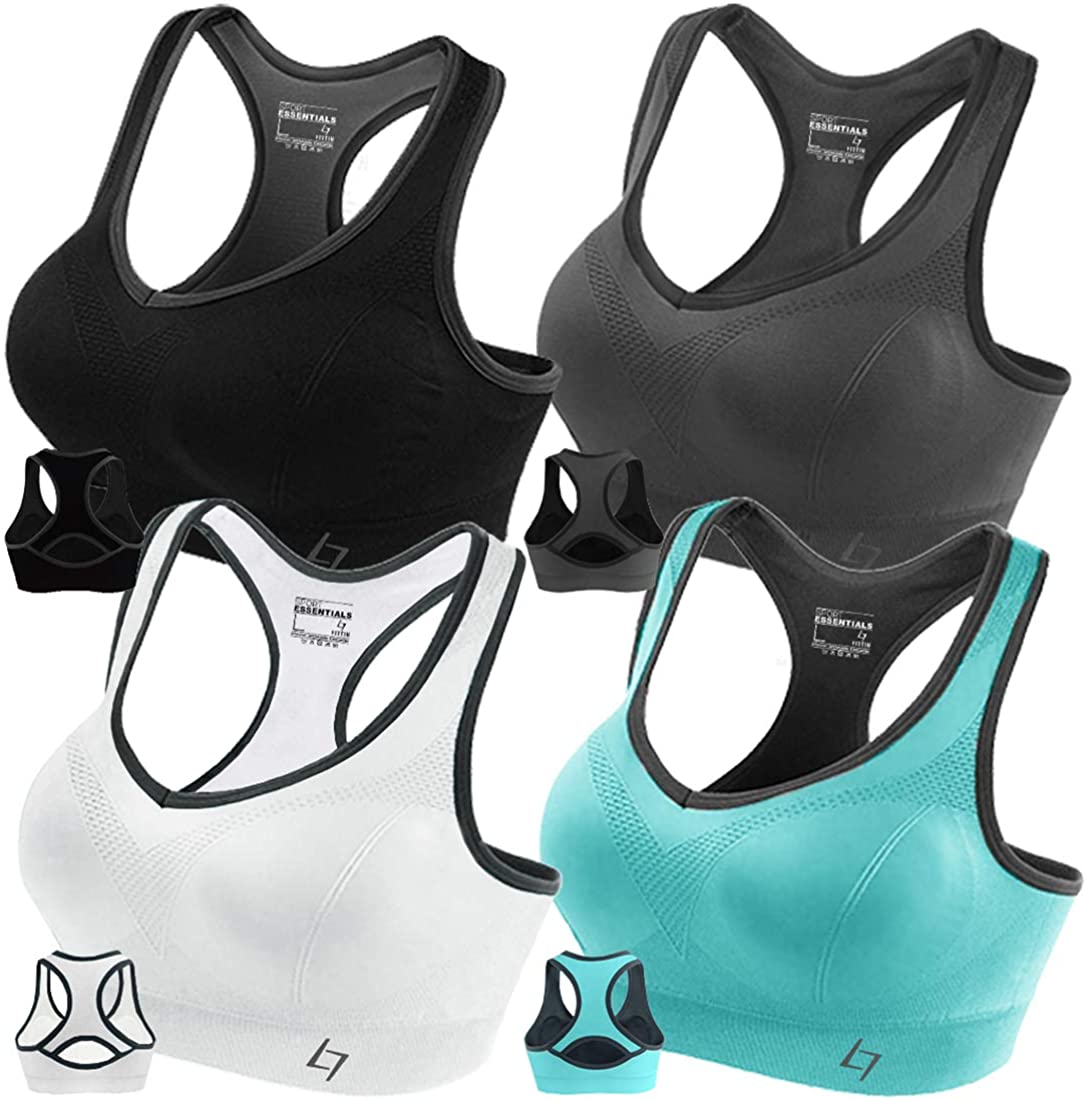 Price:$13.99 FITTIN Racerback Sports Bras for Women- Padded Seamless High Impact Support for Yoga Gym Workout Fitness at Amazon Women’s Clothing store