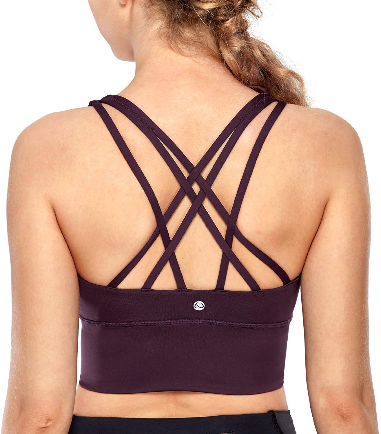 Price:$24.00 CRZ YOGA Strappy Sports Bras for Women Longline Wirefree Padded Medium Support Yoga Bra Top at Amazon Women’s Clothing store