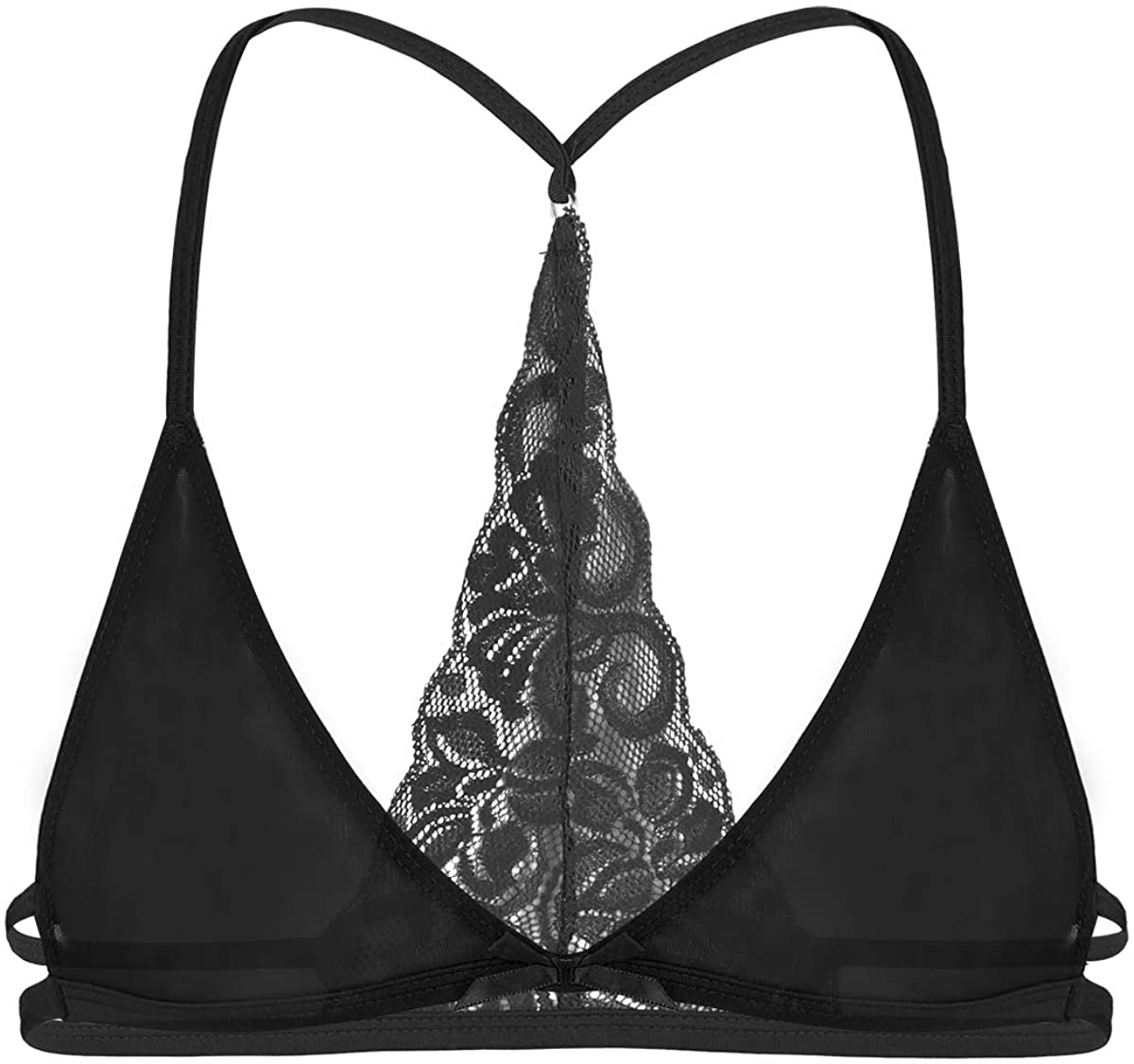 Price:$9.95 YOOJIA Men's Sissy Cross Dresser Sheer Mesh Lace Y-Back Wire-Free Bralette Bra Top Lingerie at Amazon Women’s Clothing store