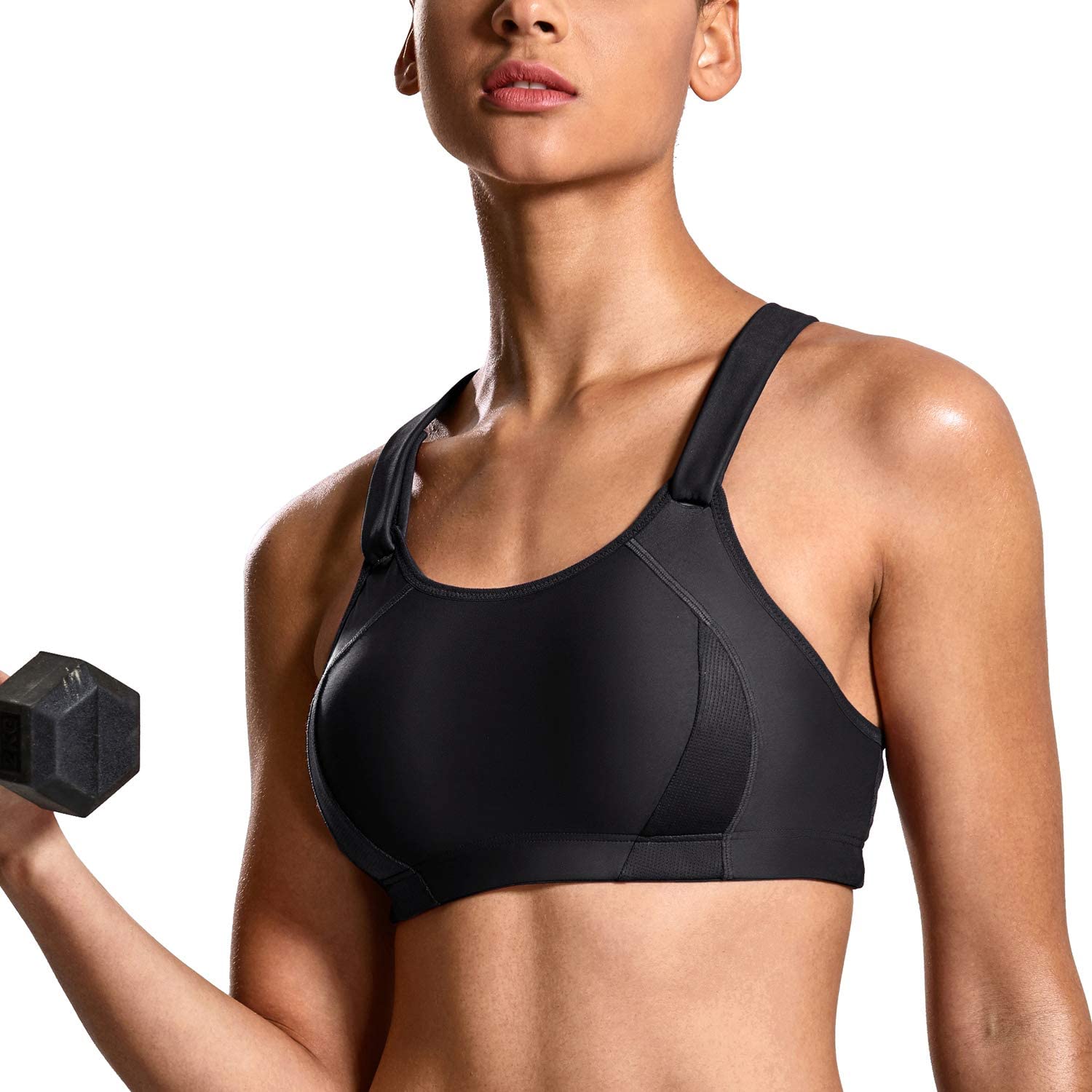 Price:$20.99 SYROKAN Women's High Impact Full Coverage Wire Free Lightly Padded Sports Bra at Amazon Women’s Clothing store