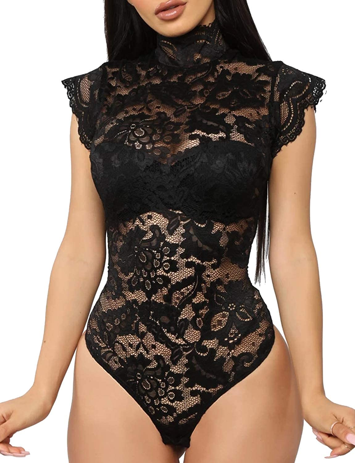 Price:$19.99 Sexy Lingeries Sheer Lace Bodysuits Push up Cross Strap Teddy Rompers at Amazon Women’s Clothing store