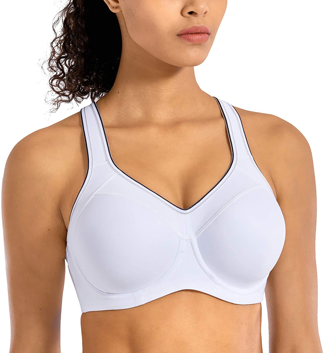 Price:$21.99 SYROKAN Women's Full Support High Impact Racerback Lightly Lined Underwire Sports Bra at Amazon Women’s Clothing store