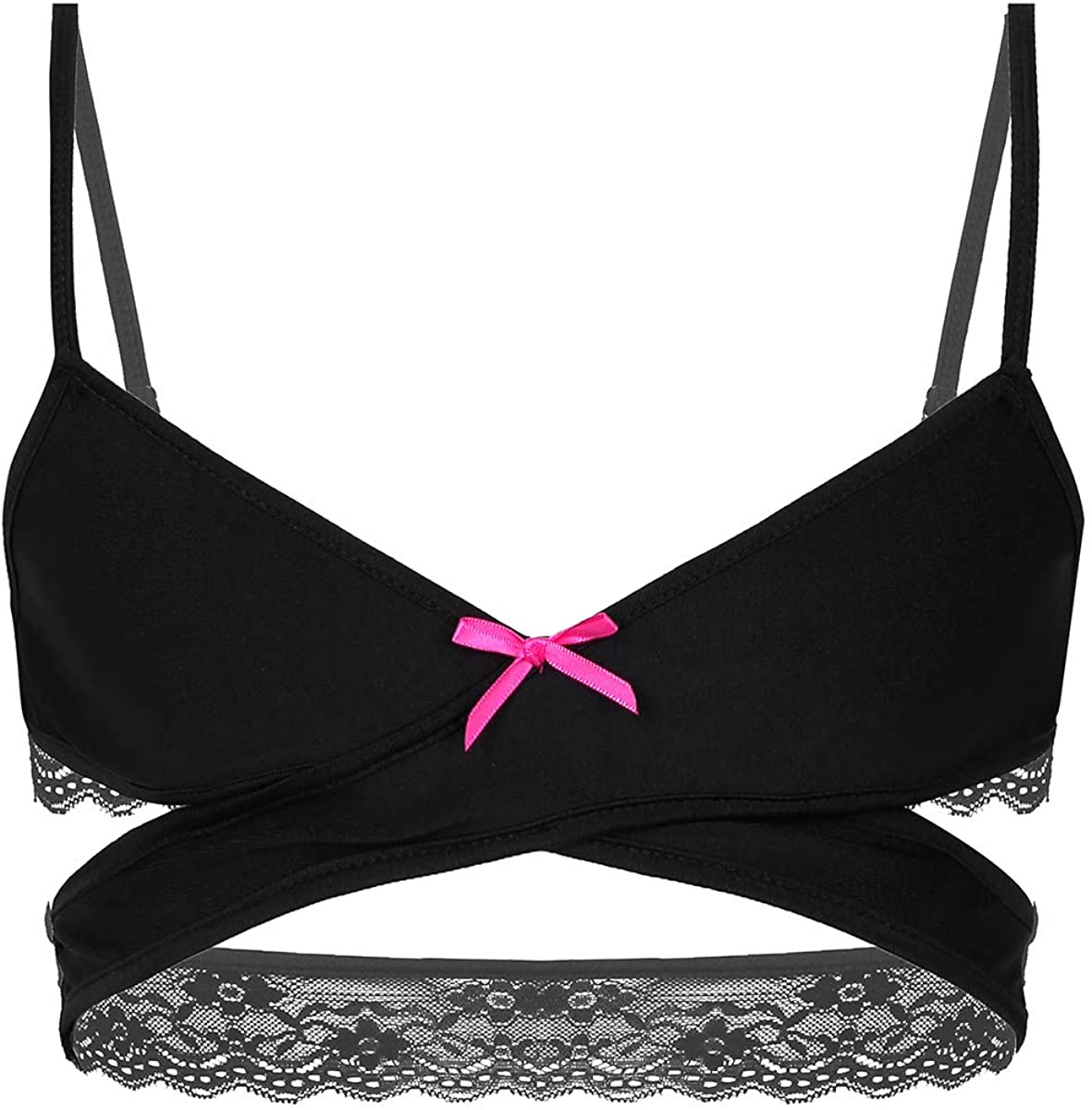 Price:$13.49 YONGHS Men's Sissy Lingerie Cross Over Back Wire-Free Unlined Bra Tops Triangle Bralette Underwear at Amazon Women’s Clothing store