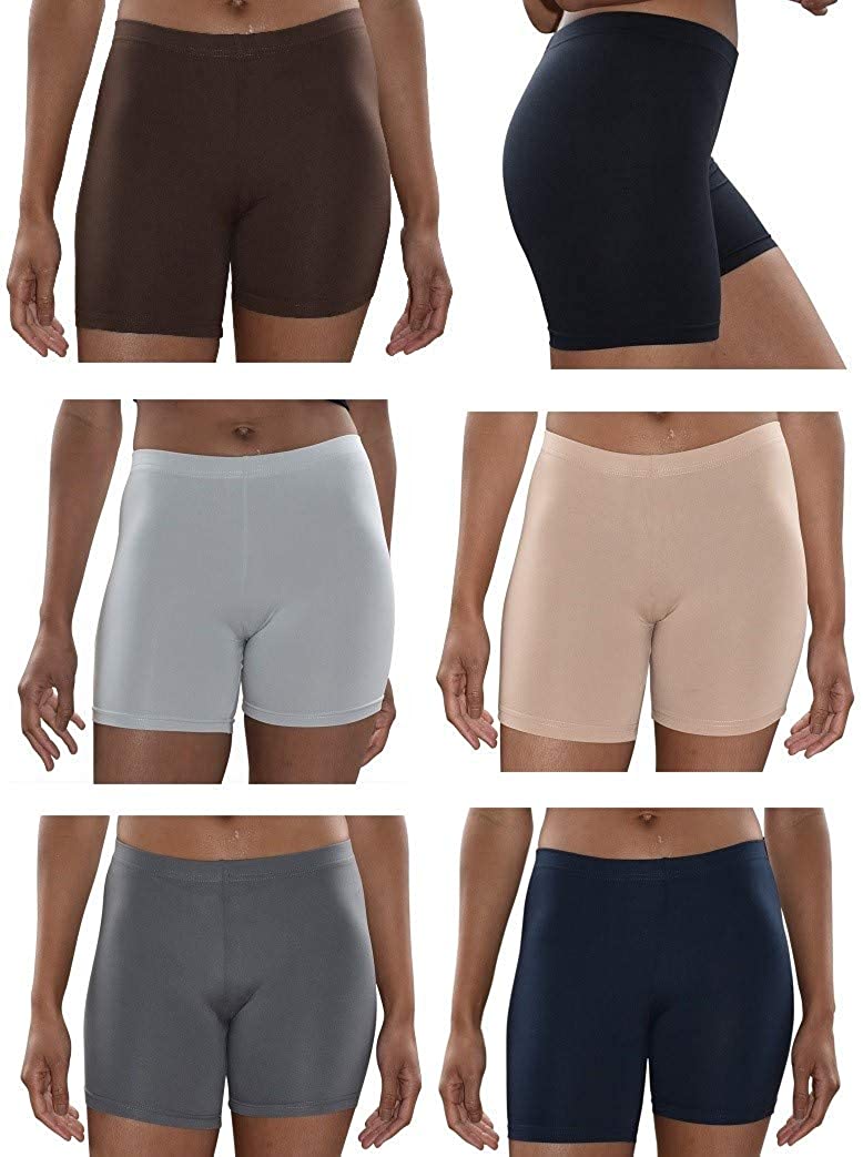 Price:$19.99 Sexy Basics Womens 6 Pack Buttery Soft Brushed Active Yoga Stretch Mini -Bike Short Boxer Briefs at Amazon Women’s Clothing store