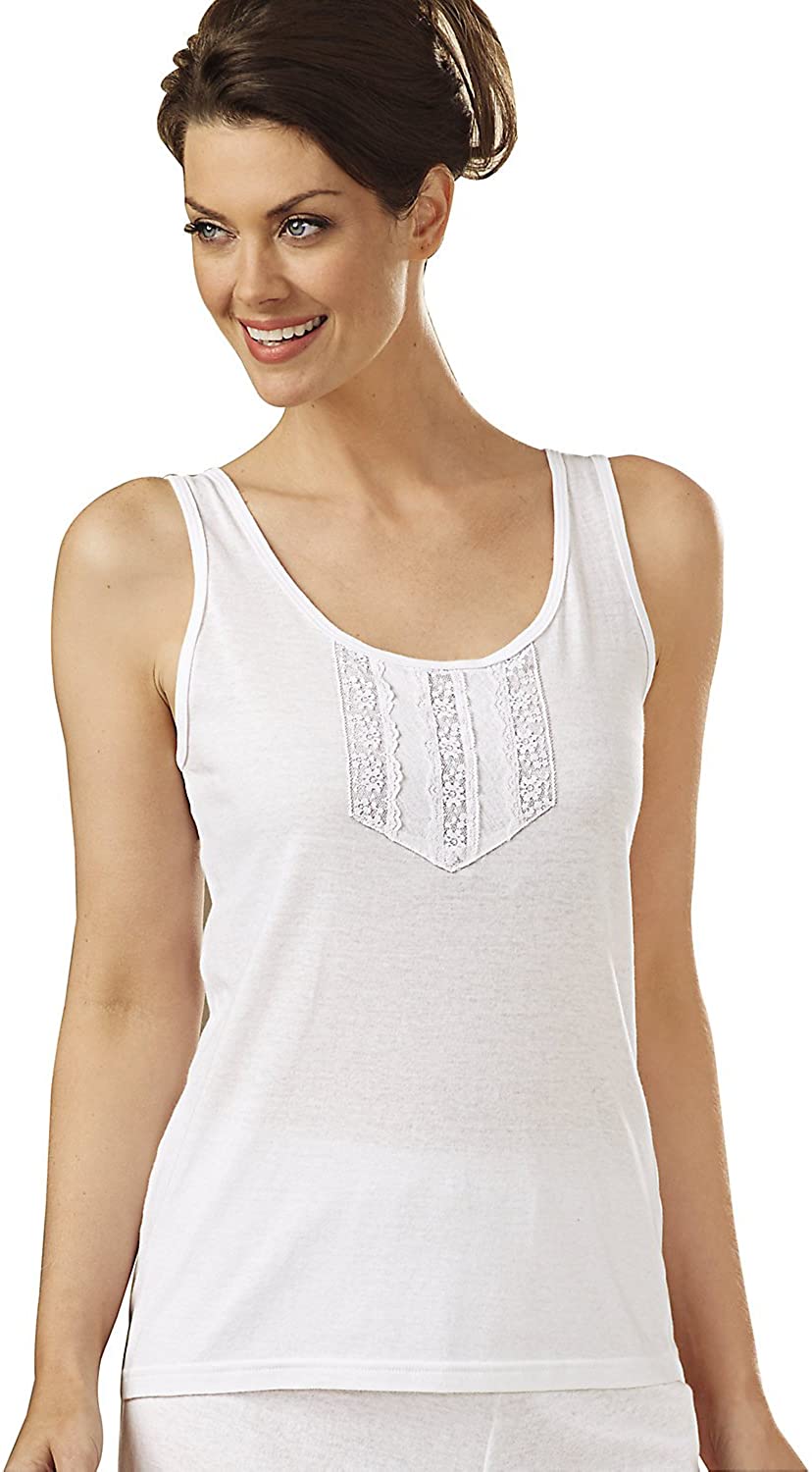 Price:$19.79 Velrose Lingerie Cotton Knit Camisole Lace Trim Full Coverage at Amazon Women’s Clothing store