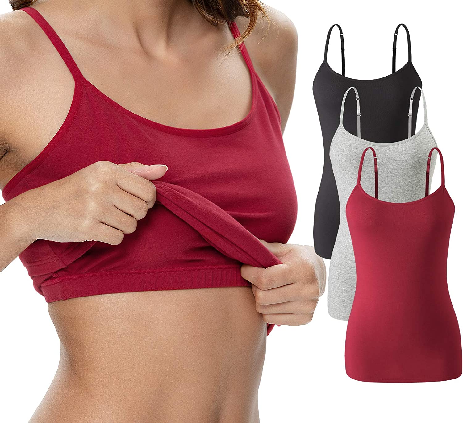 Price:$18.99 Vislivin Womens Cotton Camisole Adjustable Strap Tank Tops with Shelf Bra Stretch Undershirts at Amazon Women’s Clothing store