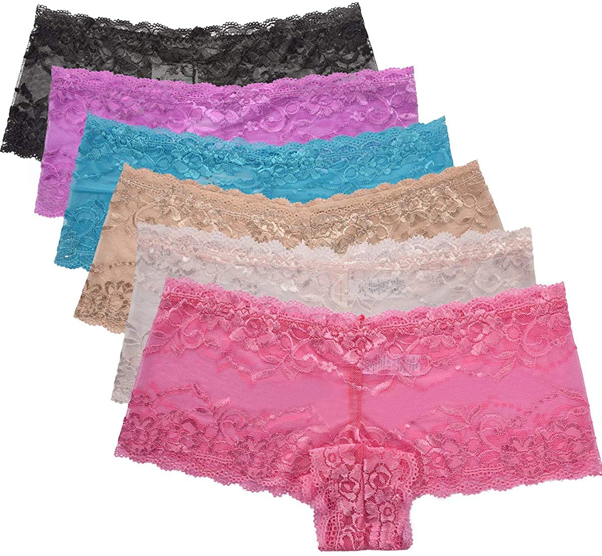 Price:$10.00 Gefyvuxrm Plus Size Lace Boyshorts Underwear for Women Panties Sexy Lingerie Cheeky 6 Pack at Amazon Women’s Clothing store