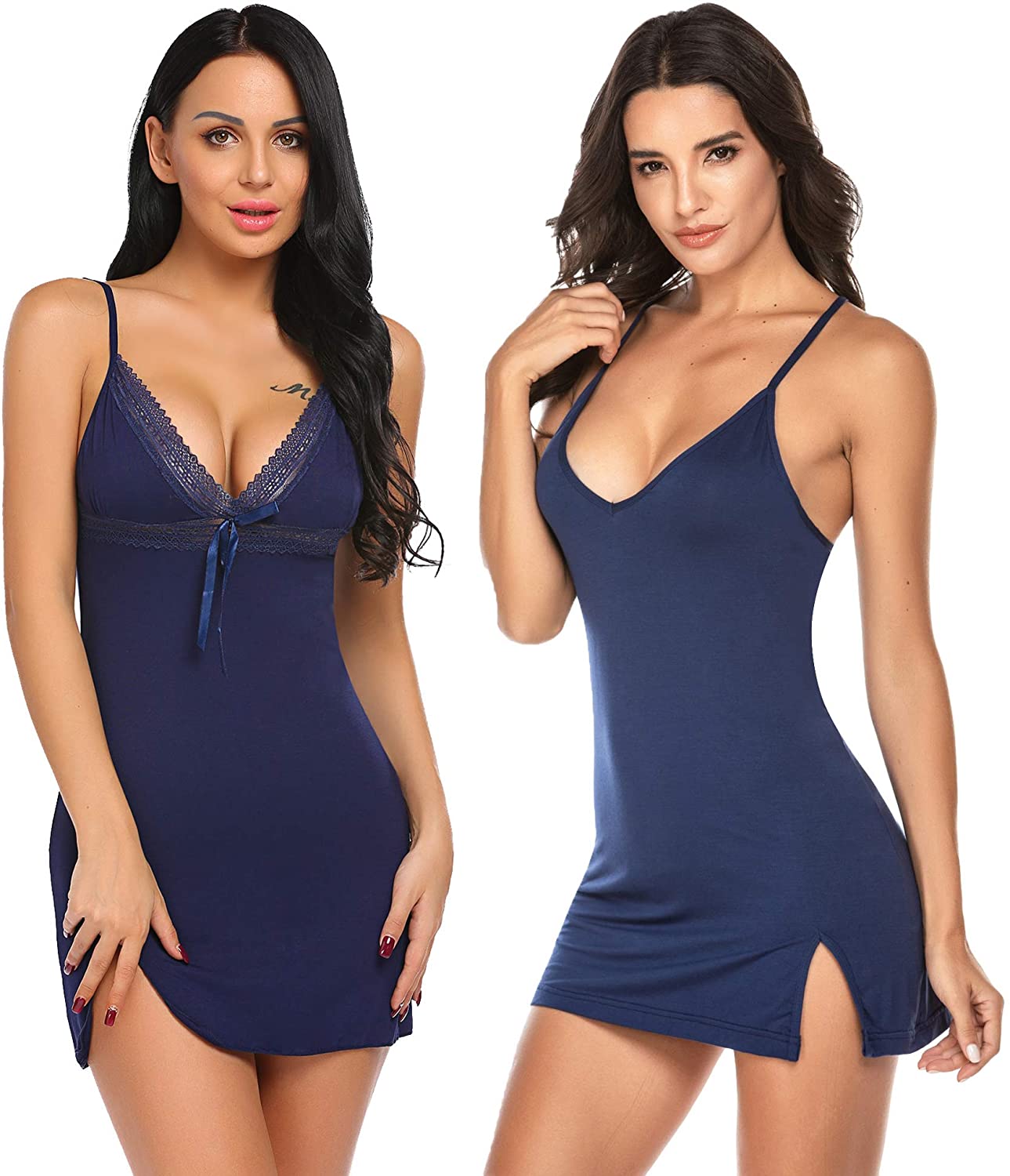 Price:$30.99 ADOME Cotton Sleepwear Women V Neck Chemise Nightgown Lace Lingerie Full Slip Dress at Amazon Women’s Clothing store